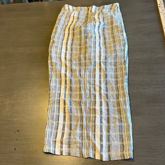 ASTR Womens Skirt Size‎ Small Blue Striped Midi Skirt Hidden Zipper Lined Cotton - Picture 1 of 11